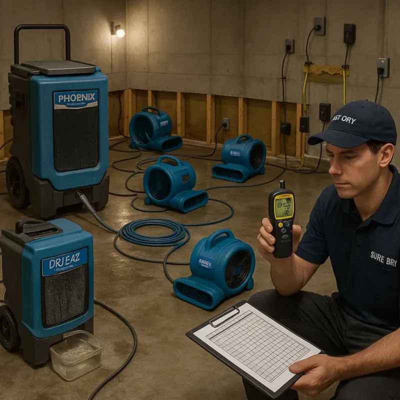 Structural Drying and Dehumidification process in Yountville, CA
